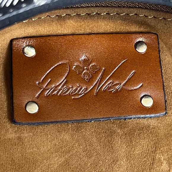 Patricia Nash Irving Leather Satchel with Crossbody Strap Black and White Plaid - Picture 10 of 16